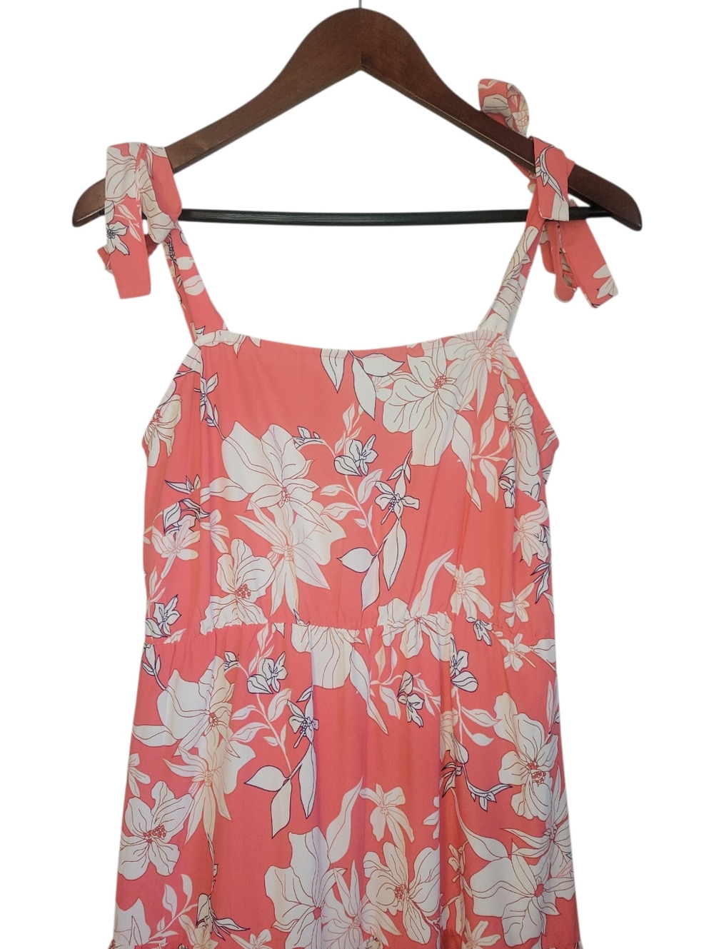 Social Standard Sanctuary Maxi Dress Small Coral Floral Tiered Tie Strap Resort - Picture 4 of 9